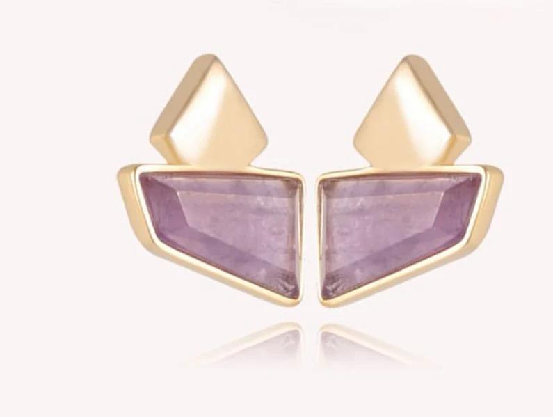 AMETHYST STONE EARRING - GOLD PLATED