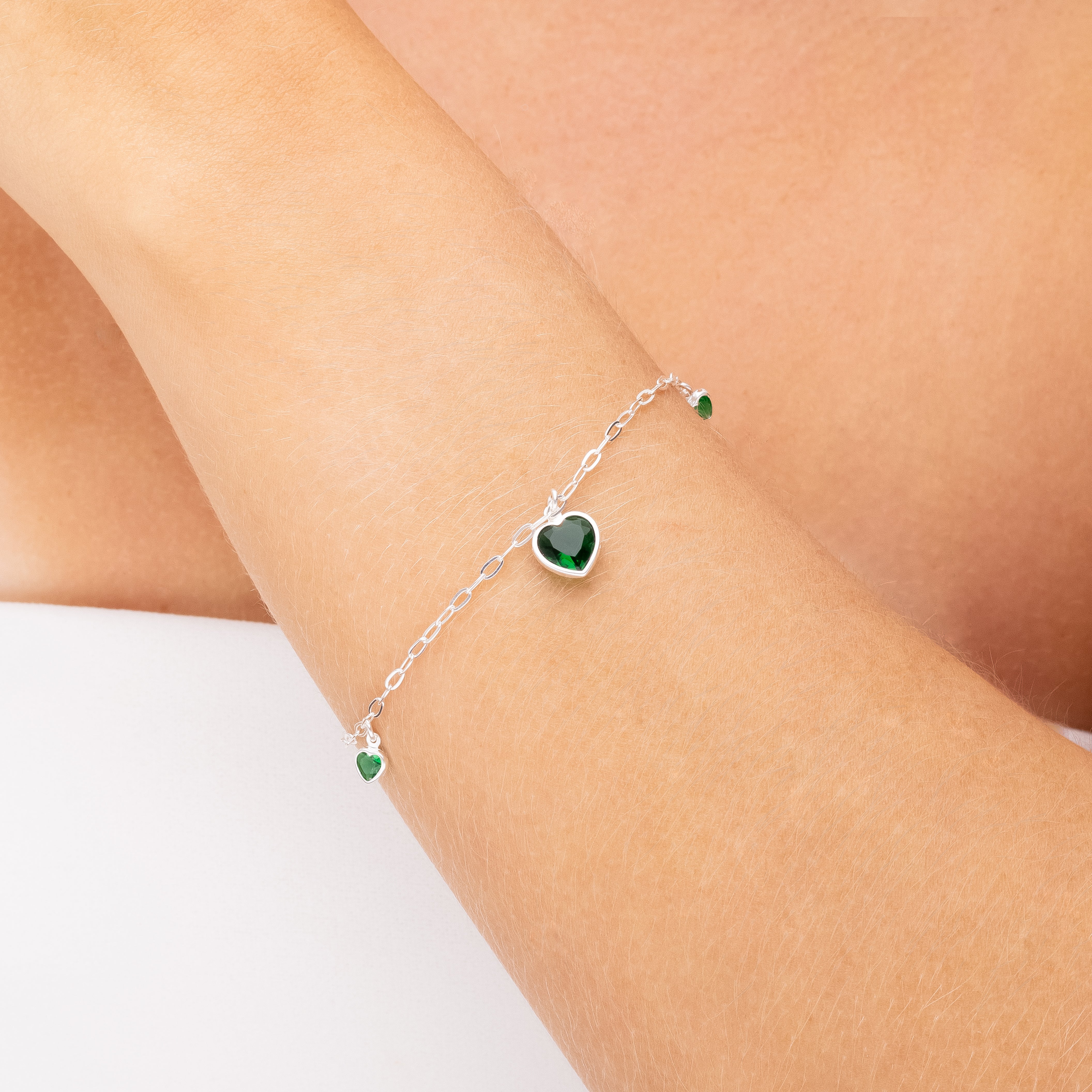 GREEN HEARTY BRACELET | SILVER | ETERNAL LOVE COLLECTION | BRAINSTORM JEWELRY
