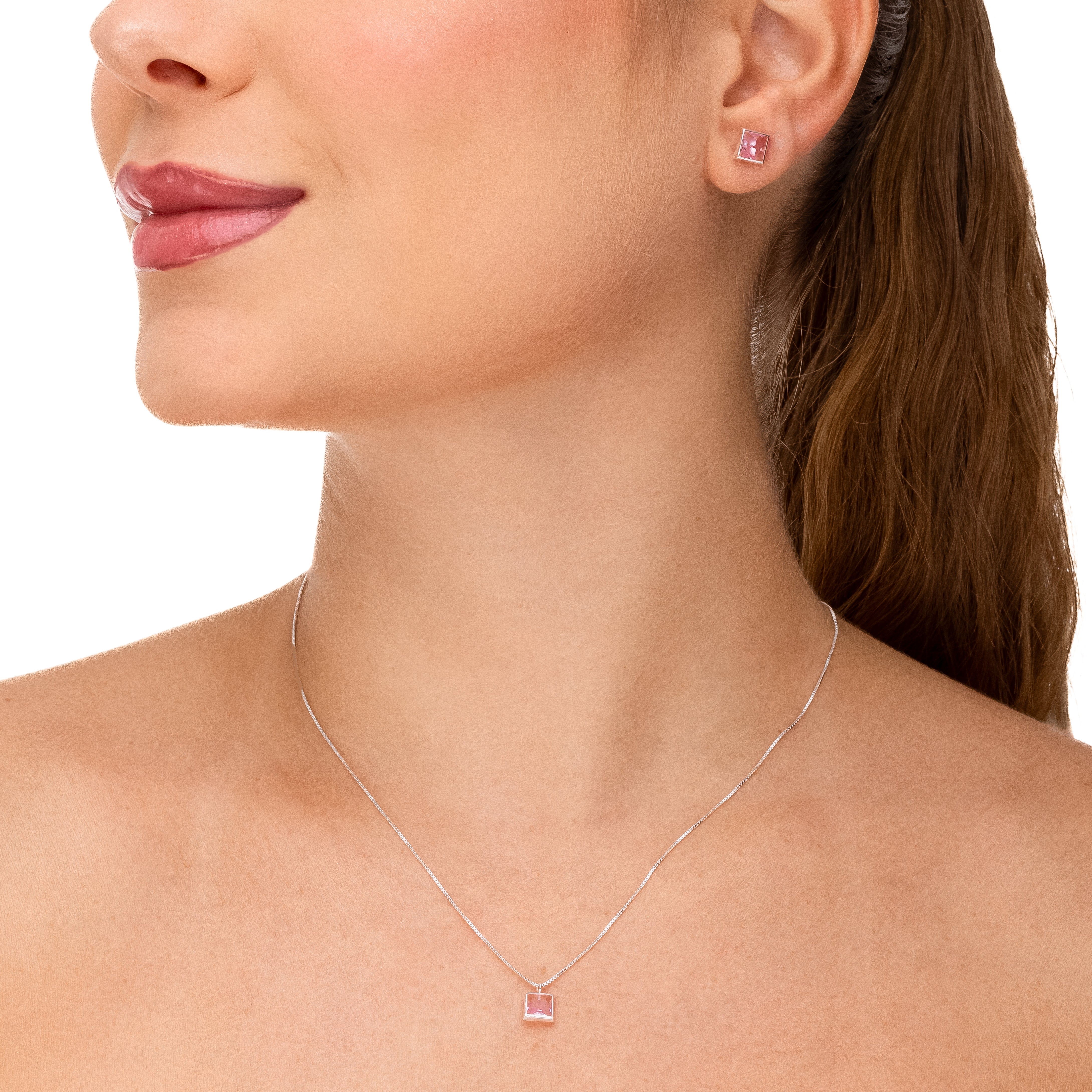 SET PINK SQUARE  | SILVER | ETERNAL LOVE COLLECTION | BRAINSTORM JEWELRY