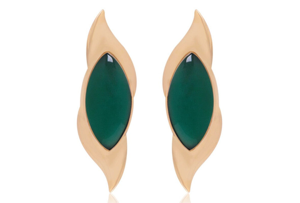 RIVERSIDE REFLECTION EARRING - GREEN AGATE