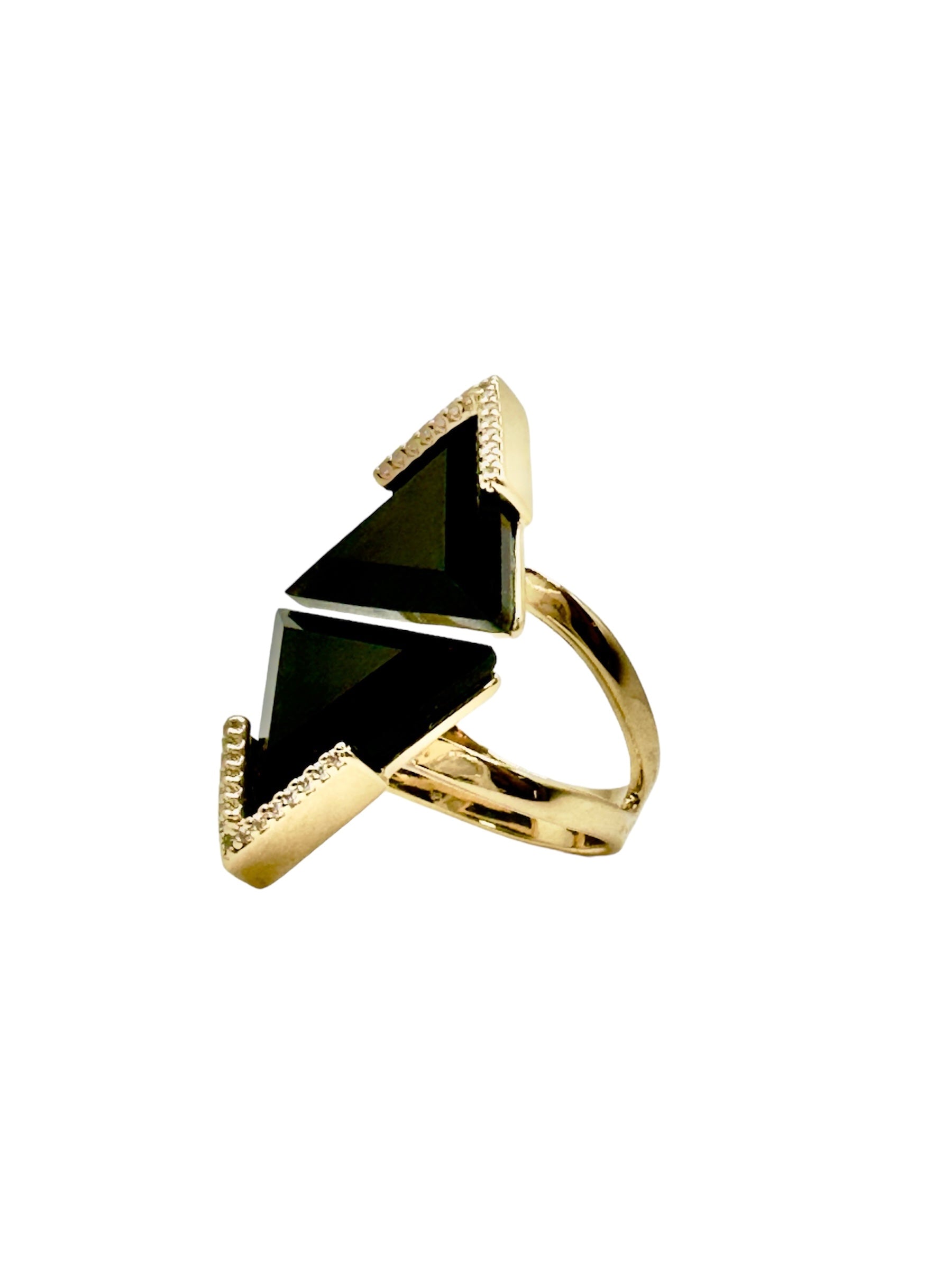 BLACK OBSIDIAN AND ZIRCONIA RING