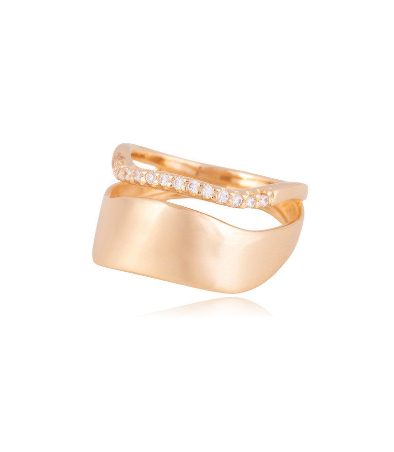 RING - GOLD PLATED - ZIRCONIA/METAL