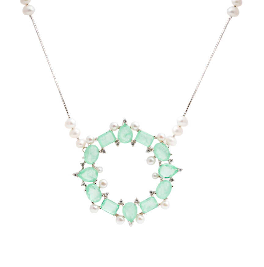 FUSION EMERALD AND PEARL LAUREN NECKLACE