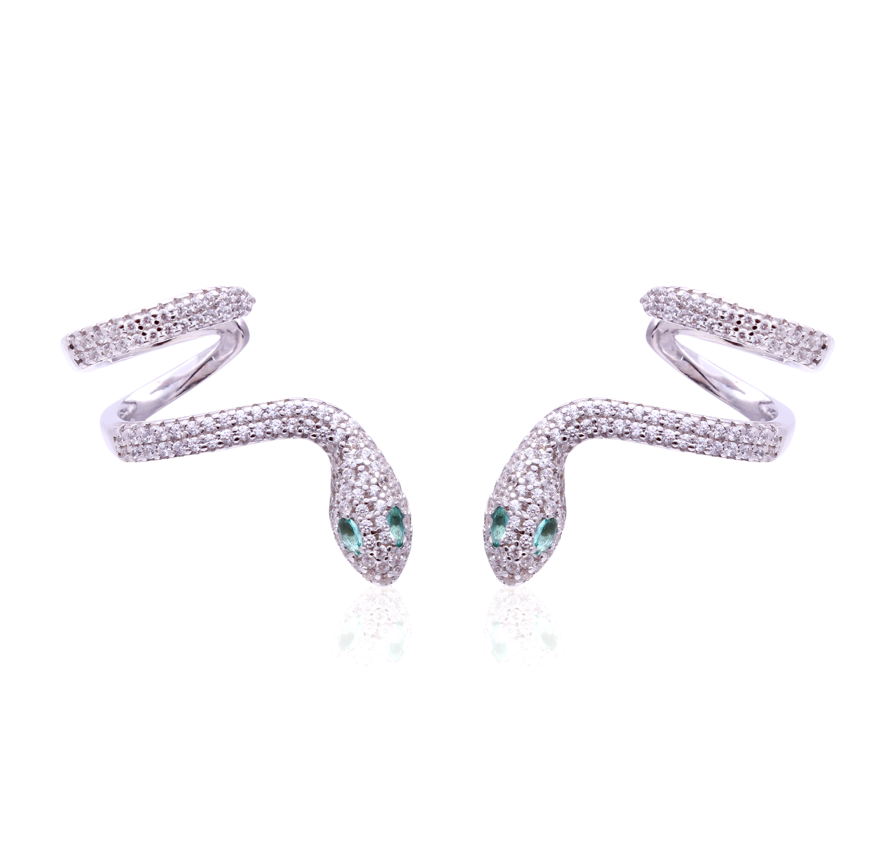 PARAIBA ZIRCONIA SNAKE LORENA EARRING