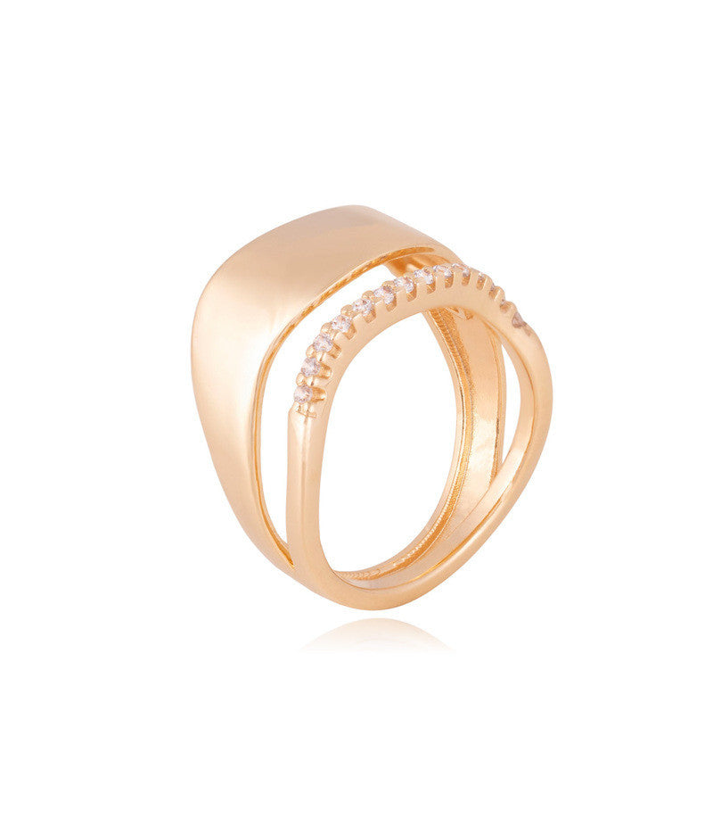 RING - GOLD PLATED - ZIRCONIA/METAL