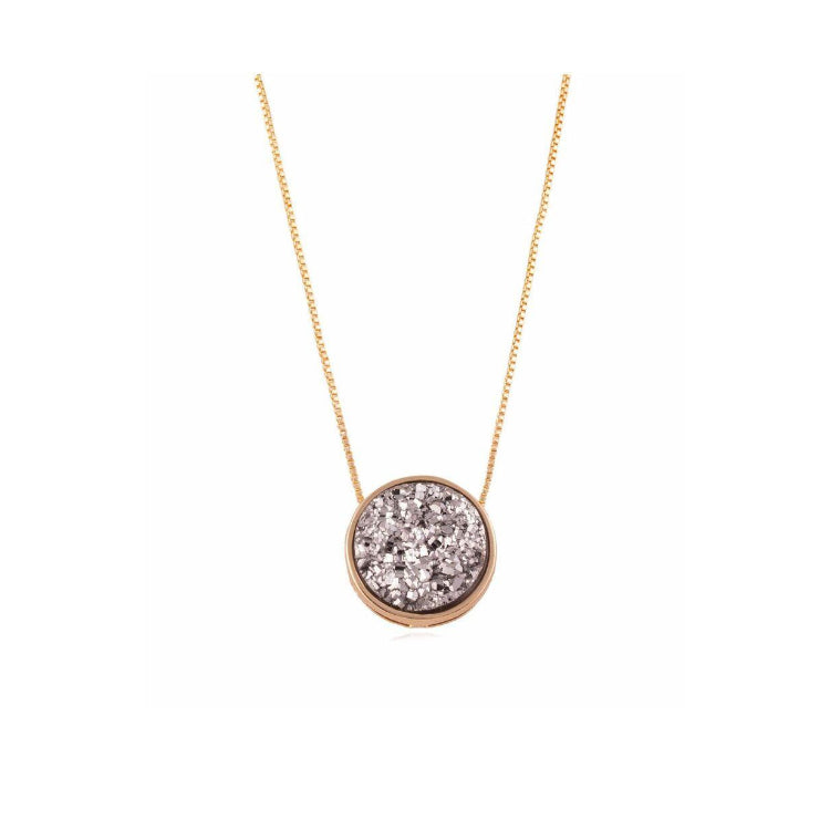 NECKLACE - GOLD PLATED - PLATINUM DRUSE