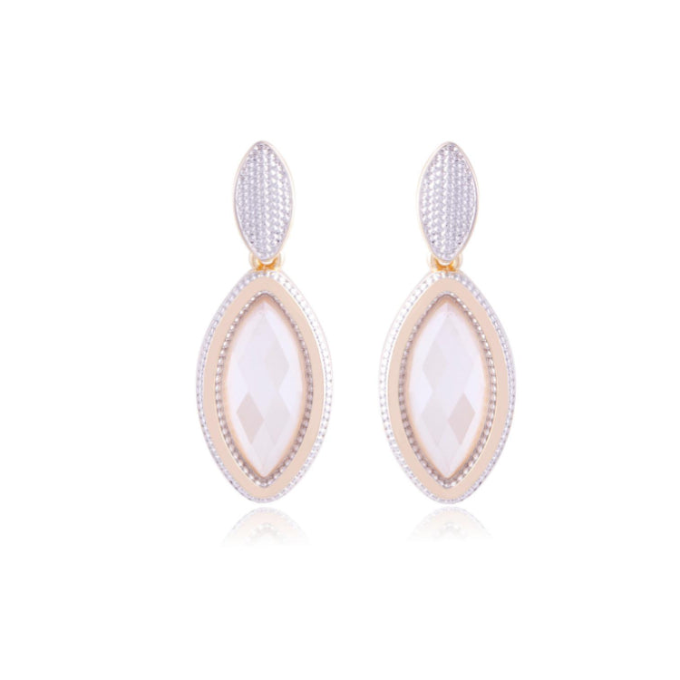 MILKY QUARTZ DROP EARRING - GOLD PLATED