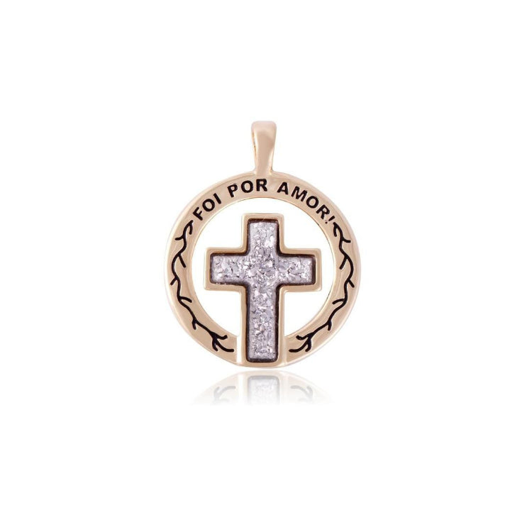 PLATINUM DRUSE CROSS PENDANT - GOLD PLATED