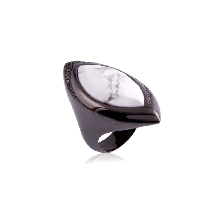 NATURAL HAULITE RING - BLACK RHODIUM