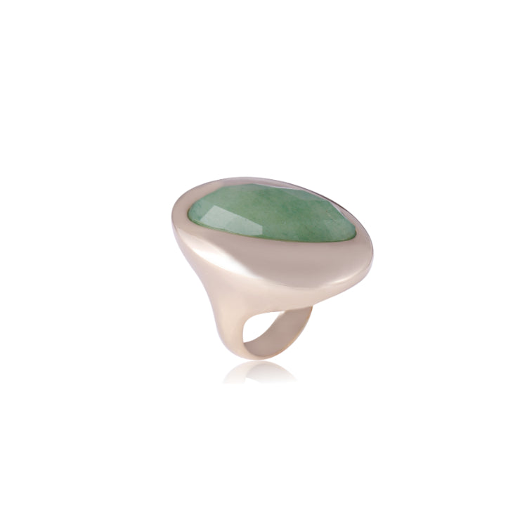 GREEN QUARTZ RING - GOLD PLATED