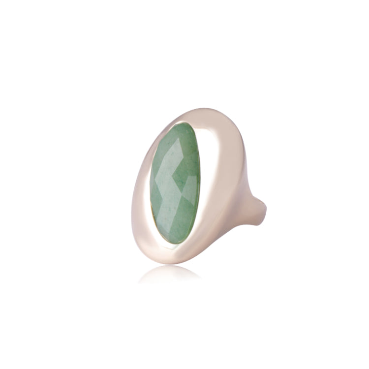 GREEN QUARTZ RING - GOLD PLATED