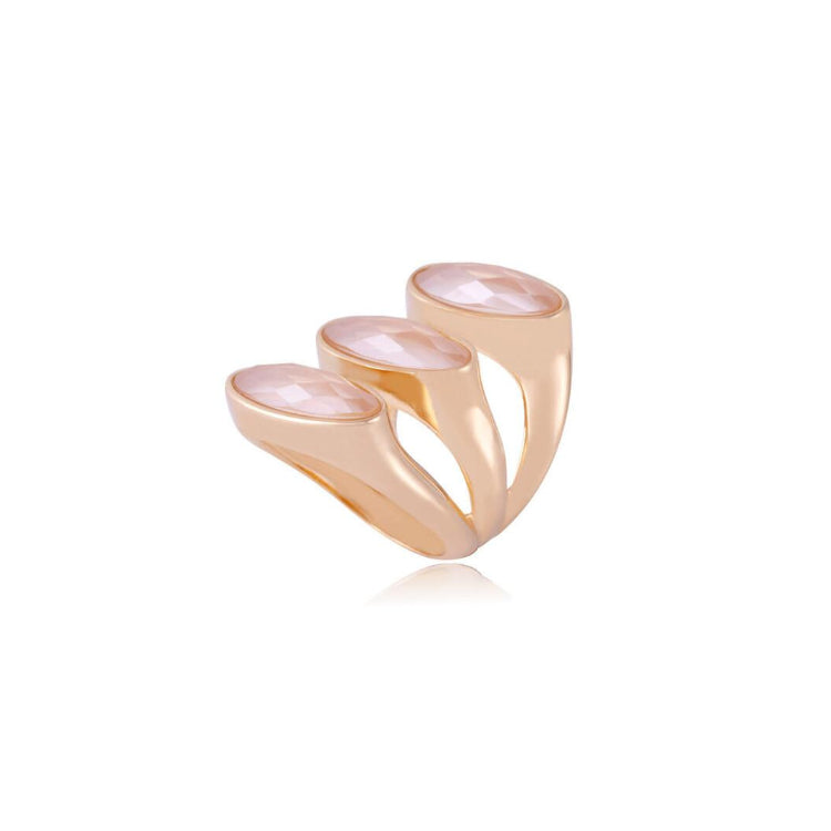 MILKY QUARTZ STONE RING - GOLD PLATED