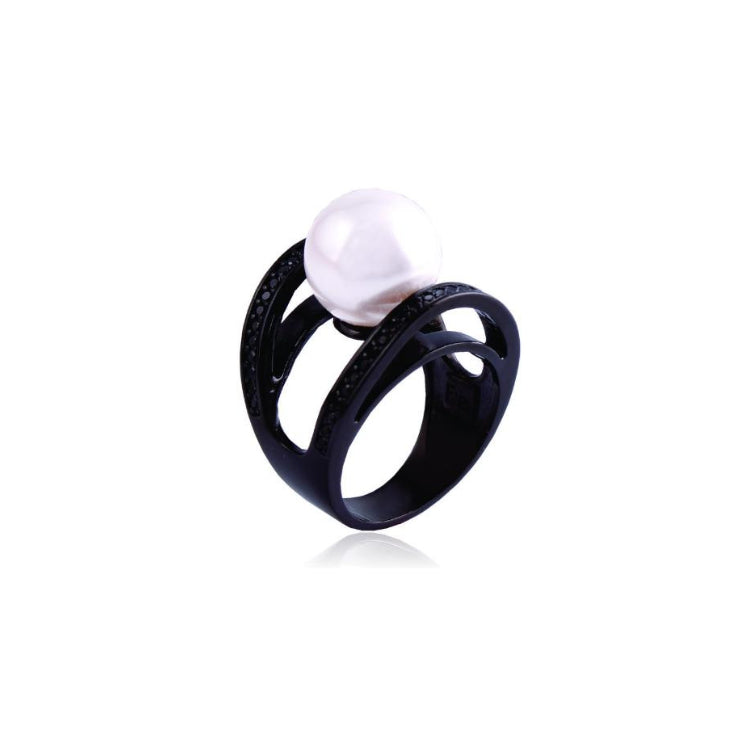 PEARL RING - BLACK RHODIUM