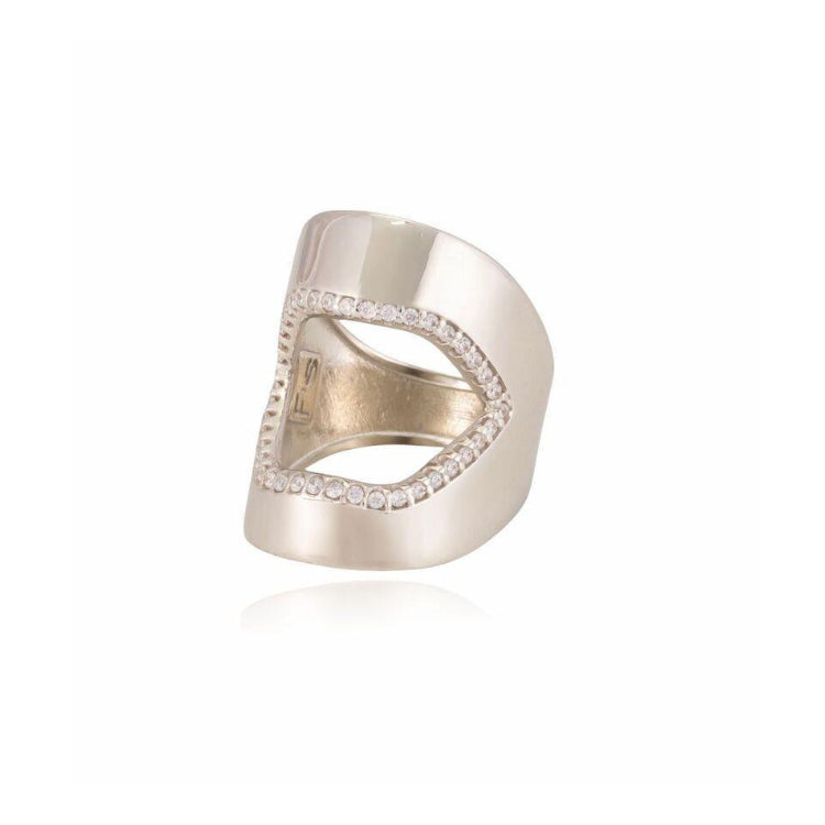 WHITE GOLD PLATED GRAND CENTRAL RING - WITH ZIRCONIA