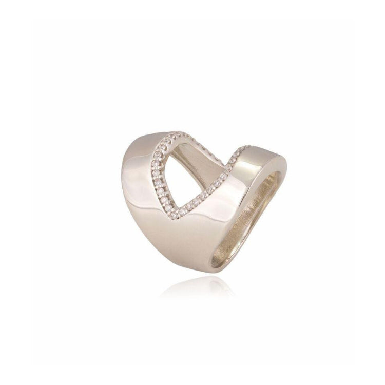 WHITE GOLD PLATED GRAND CENTRAL RING - WITH ZIRCONIA