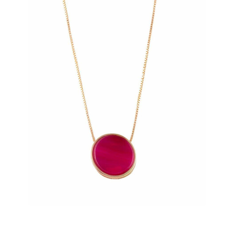 NECKLACE - GOLD PLATED - PINK AGATE