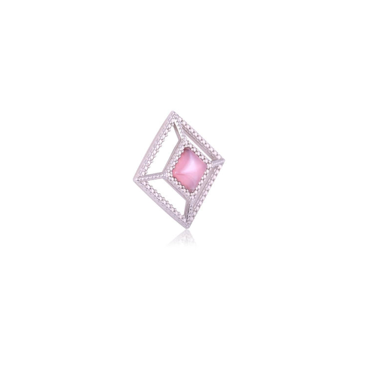 Pink Cassis Quartz and Zirconia - EARRING - WHITE GOLD