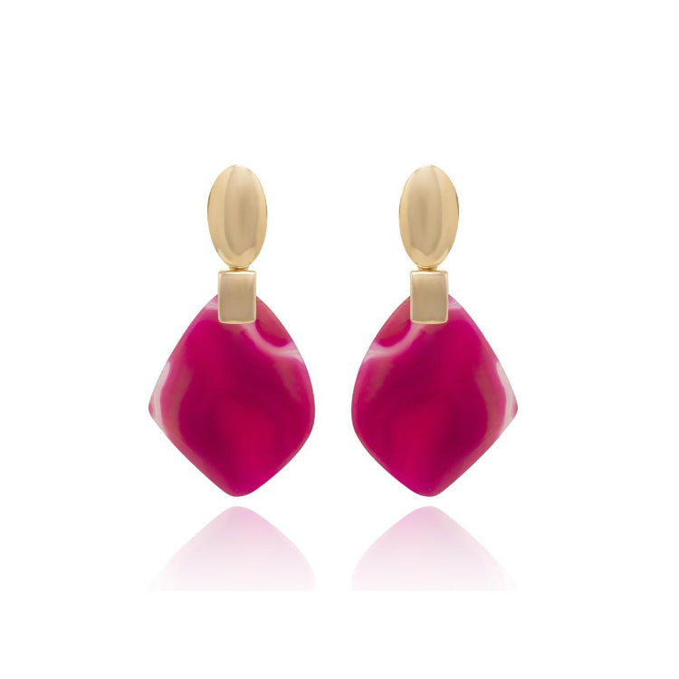 WALL STREET SHINE PINK AGATE EARRING