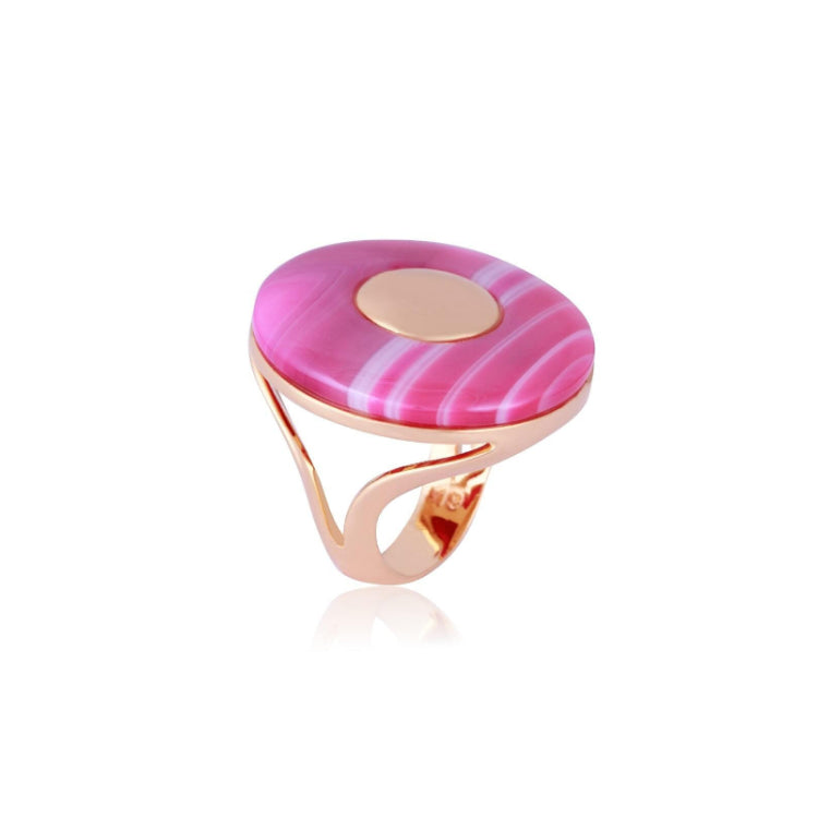 STRIPE PINK AGATE STONE RING - GOLD PLATED