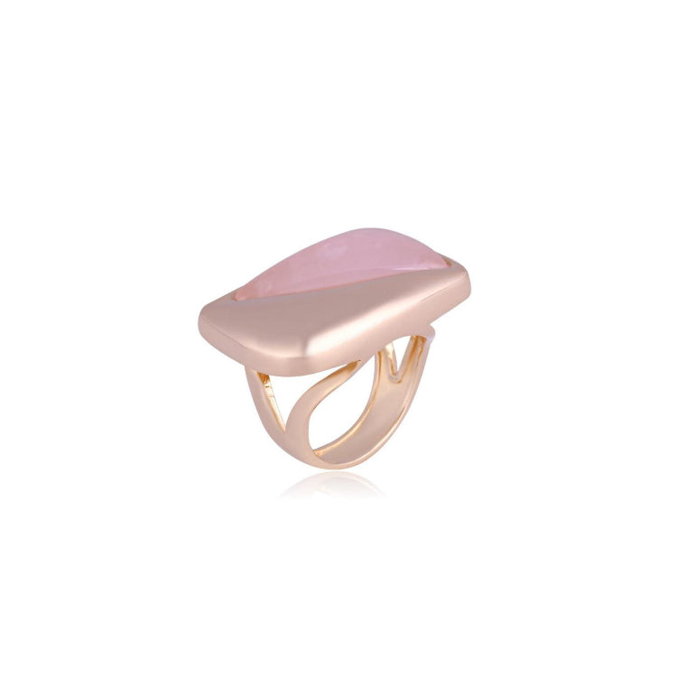 RING - GOLD PLATED - PINK QUARTZ STONE