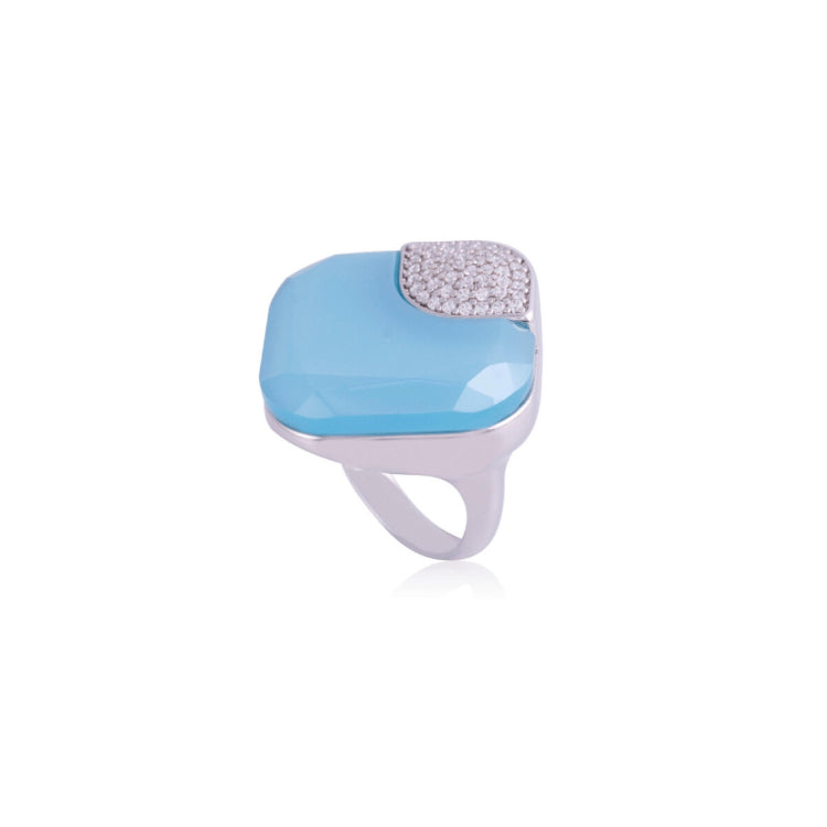 IT'S BLUE CRYSTAL STONE RING - WHITE GOLD