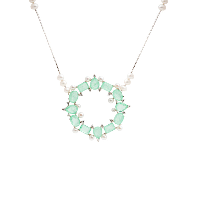 FUSION EMERALD AND PEARL LAUREN NECKLACE