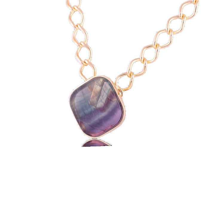 ATLANTIC AZURE NECKLACE - GOLD PLATED - FLUORITE STONE