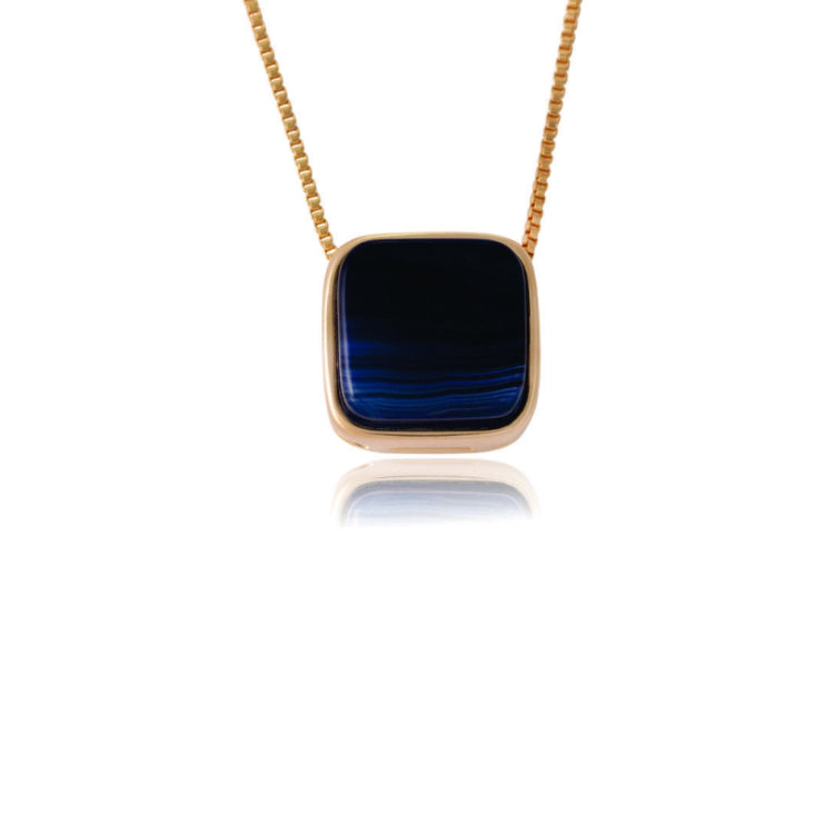 BLUE BIC AGATE NECKLACE - GOLD PLATED