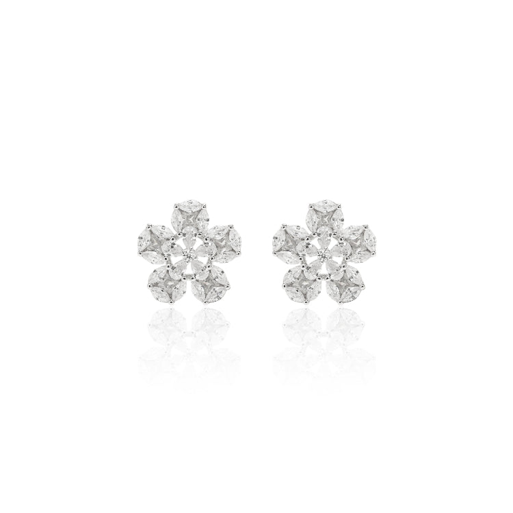 WHITE ZIRCONIA ROSE EARRING