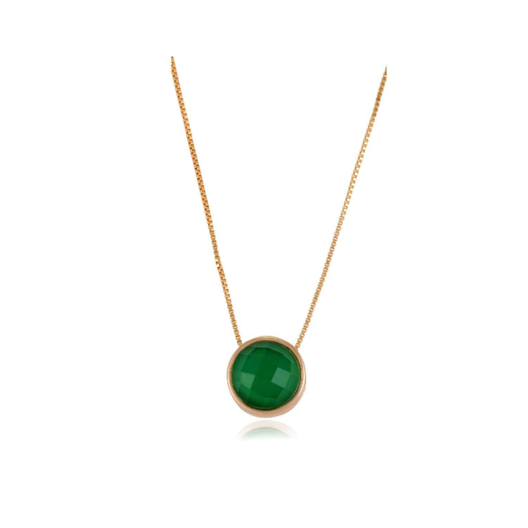 NECKLACE - GOLD PLATED - GREEN ROCK C. FLAG