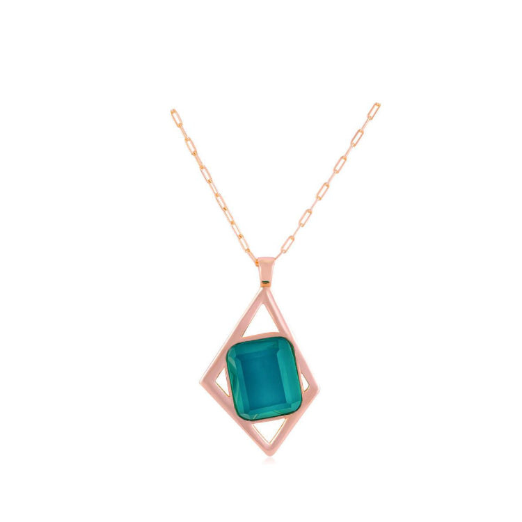 NECKLACE - GOLD PLATED - IT'S CYAN STONE