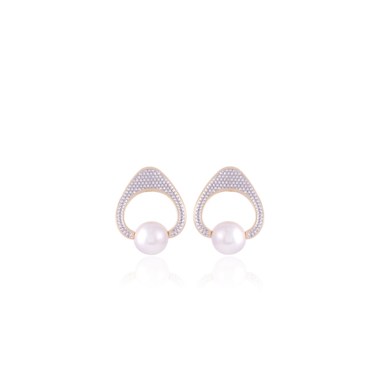 PEARL EARRING - WHITE GOLD PLATED WITH CLEAR RHODIUM