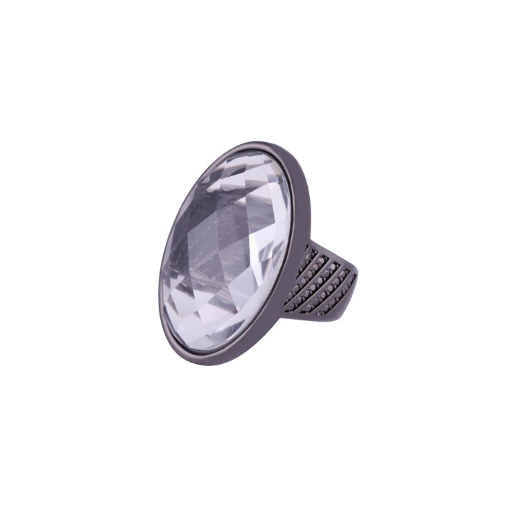 ROCK CRYSTAL RING - BLACK RHODIUM