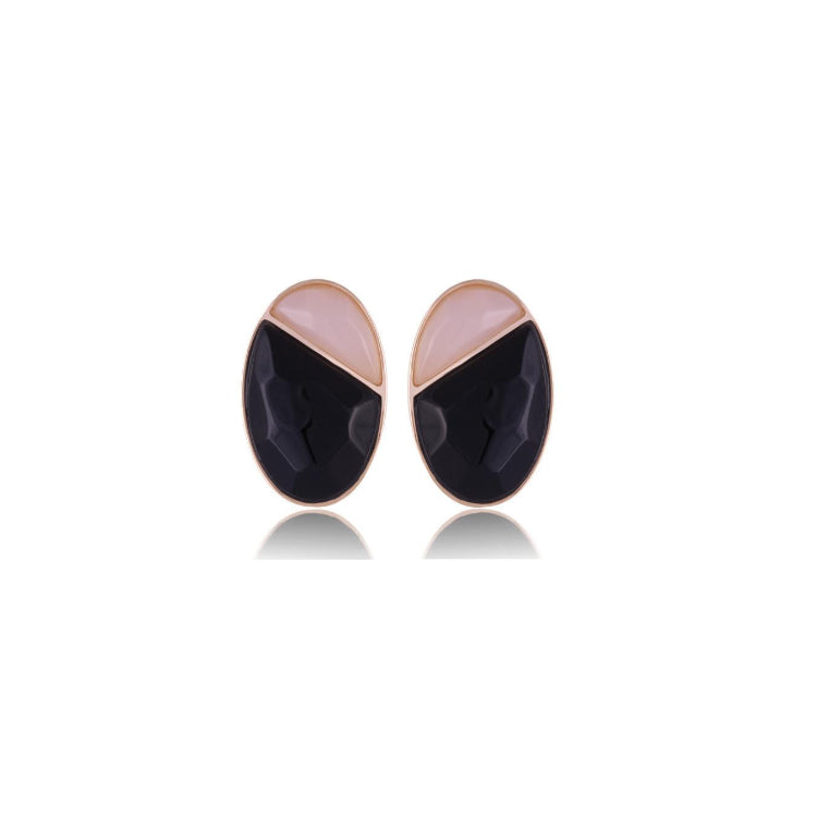 MEDIUM-SIZED EARRING WITH PEARLIZED BLACK OBSIDIAN AND PEARLIZED MILKY QUARTZ  | BRAINSTORM JEWELRY