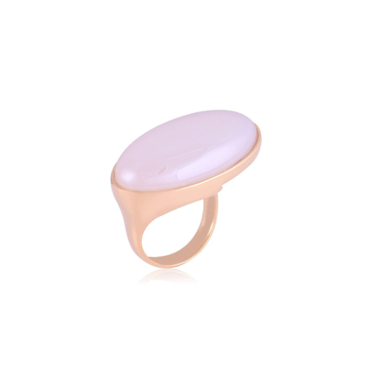 GOLD PLATED RING - PEARLIZED WHITE AGATE STONE