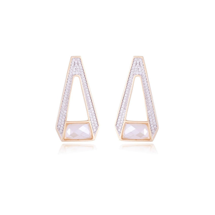 MILKY QUARTZ EARRRING - GOLD PLATED