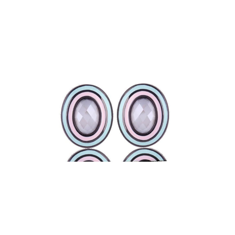 MILKY QUARTZ- PINK/BLUE EARRING - BLACK RHODIUM