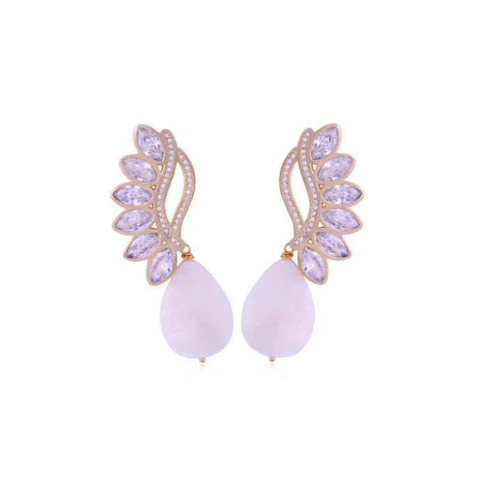 MOTHER-OF-PEARL AND ZIRCONIA CASCADE EARRING | GOLD PLATED | NEW RADIANT RANGE | BRAINSTORM JEWELRY - Brainstorm Jewelry