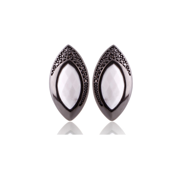 NATURAL HAULITE EARRING - BLACK RHODIUM