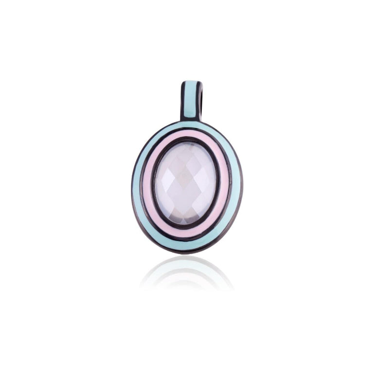 MILKY QUARTZ- PINK/BLUE PENDANT - BLACK RHODIUM