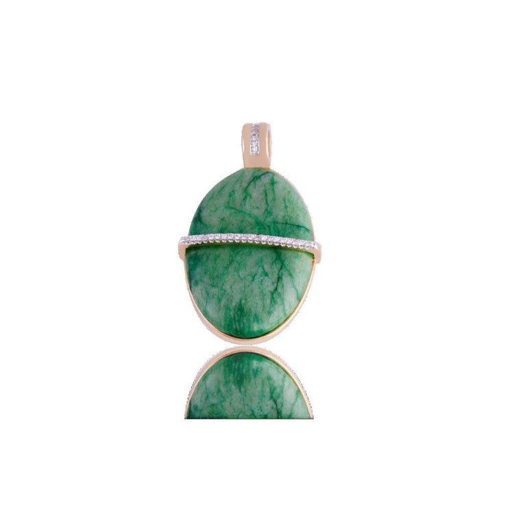 PENDANT - GOLD PLATED - GREEN FELDSPAR STONE