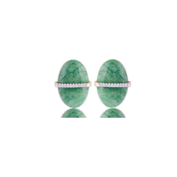 GREEN FELDSPAR WITH ZIRCONIA- MEDIUM-SIZED EARRING