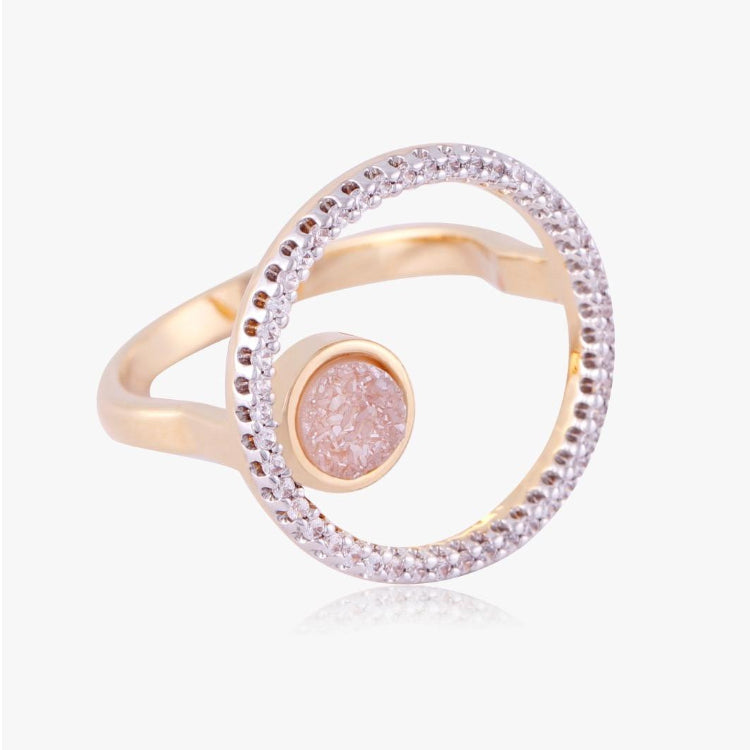 WHITE DRUSE AND ZIRCONIA RING - GOLD PLATED