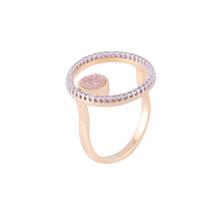 WHITE DRUSE AND ZIRCONIA RING - GOLD PLATED