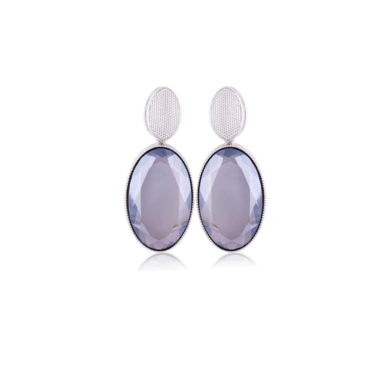 SMOKY QUARTZ  - FACETED WHITE GOLD BATH EARRING