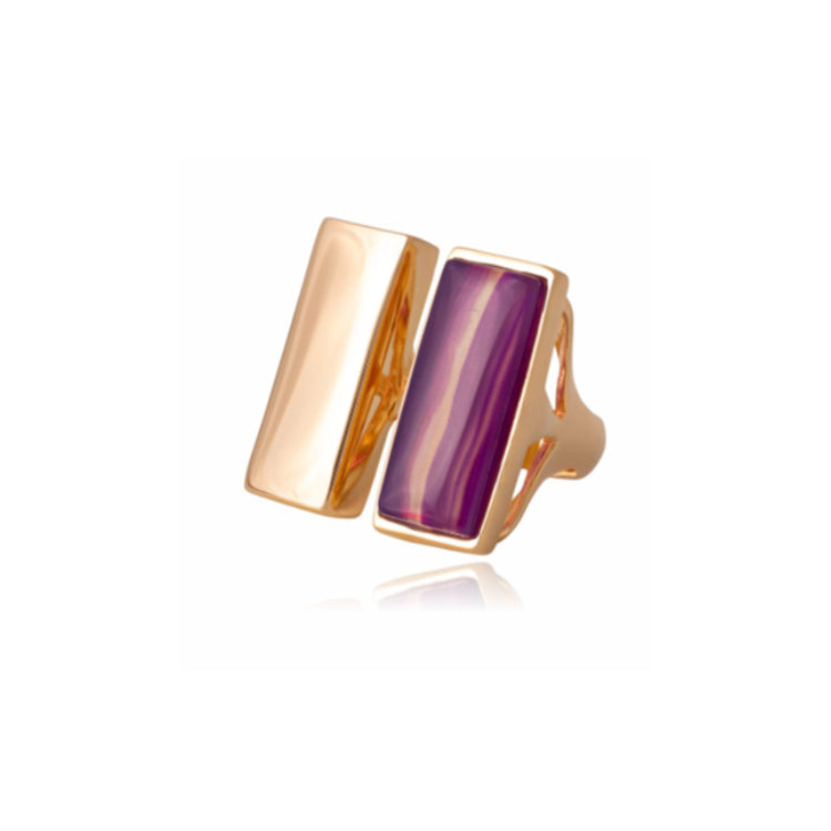 PURPLE AGATE RING - GOLD PLATED