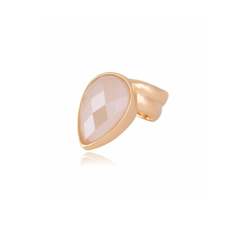 PEARLIZED MILKY QUARTZ RING - GOLD PLATED