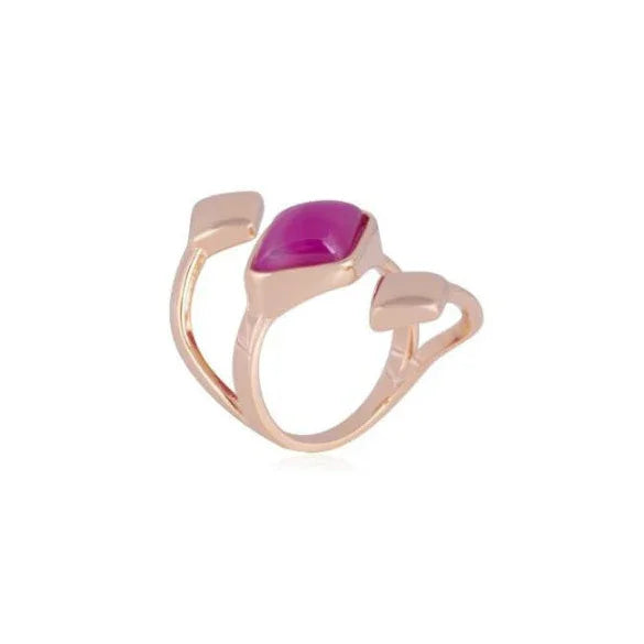 PINK AGATE DIAMOND-SHAPE RING | GOLD PLATED | MINIMALIST | BRAINSTORM JEWELRY - Brainstorm Jewelry
