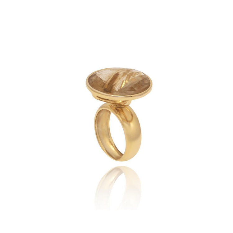 RING - GOLD PLATED - RUTILLATED QUARTZ