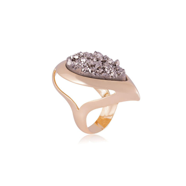 RING - GOLD PLATED - PLATINUM DRUSE